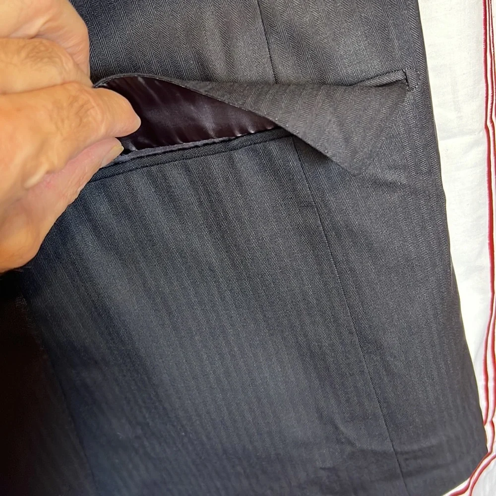 HICKEY FREEMAN Blazer/ suit jacket dark grey with pattern ( photo) excellent - Picture 6 of 13